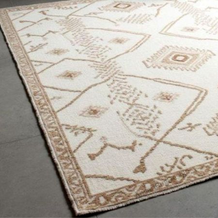 Cream Beige Moroccan Wool Rug